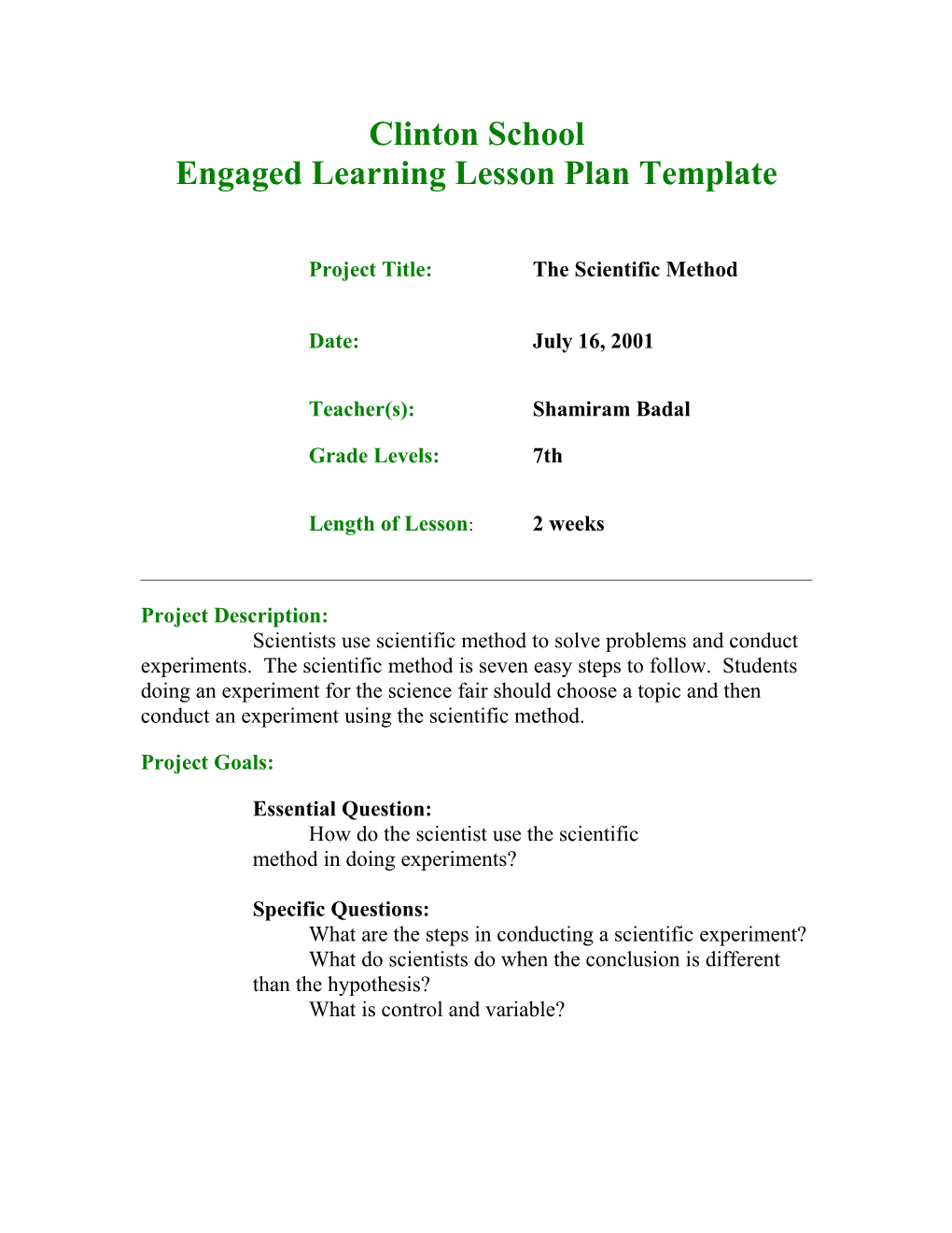 Engaged Learning Lesson Plan Template