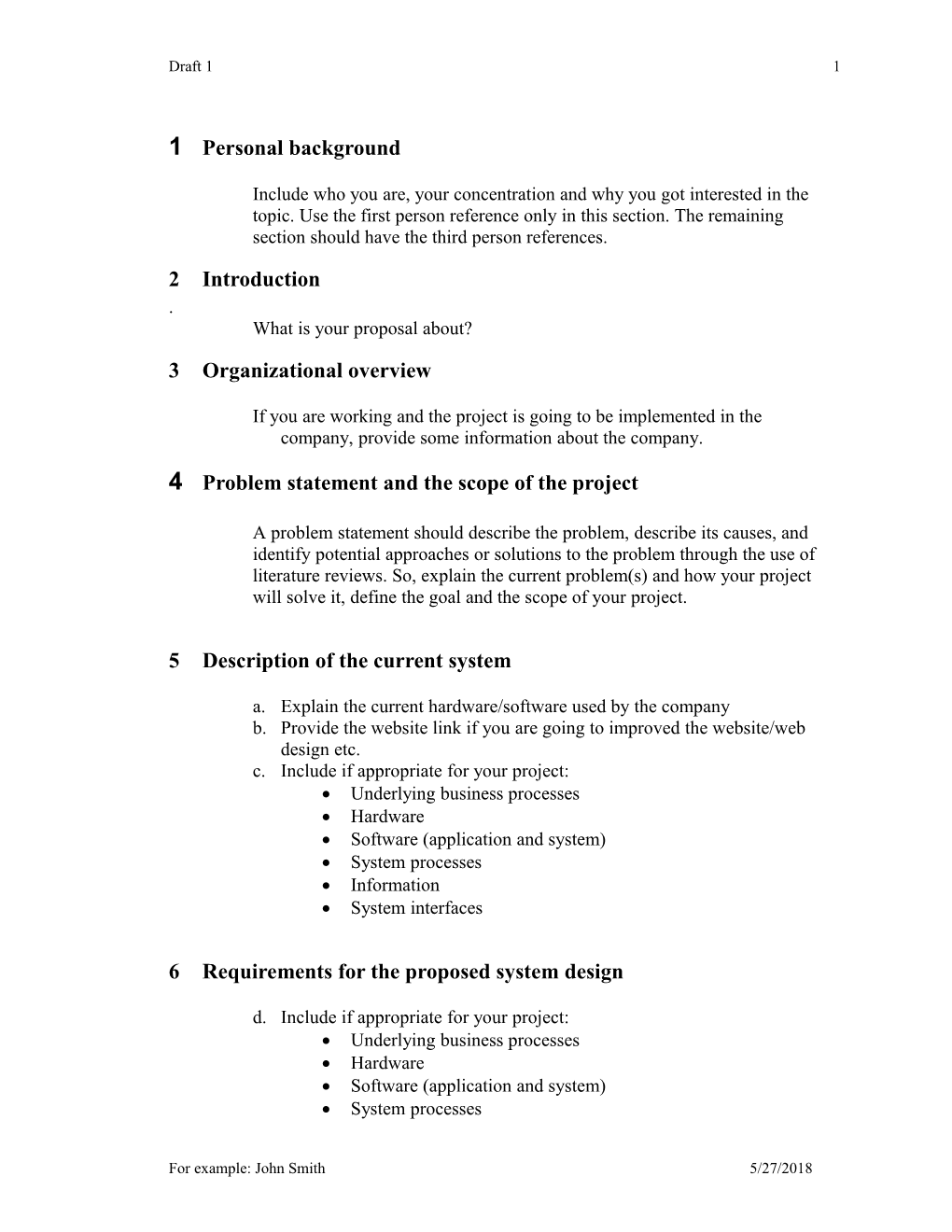 Senior Project Proposal Outline