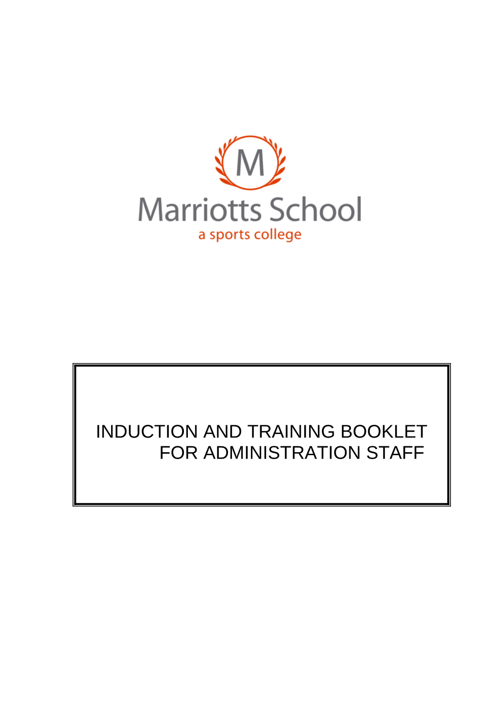 Induction And Training Booklet For Administration Staff