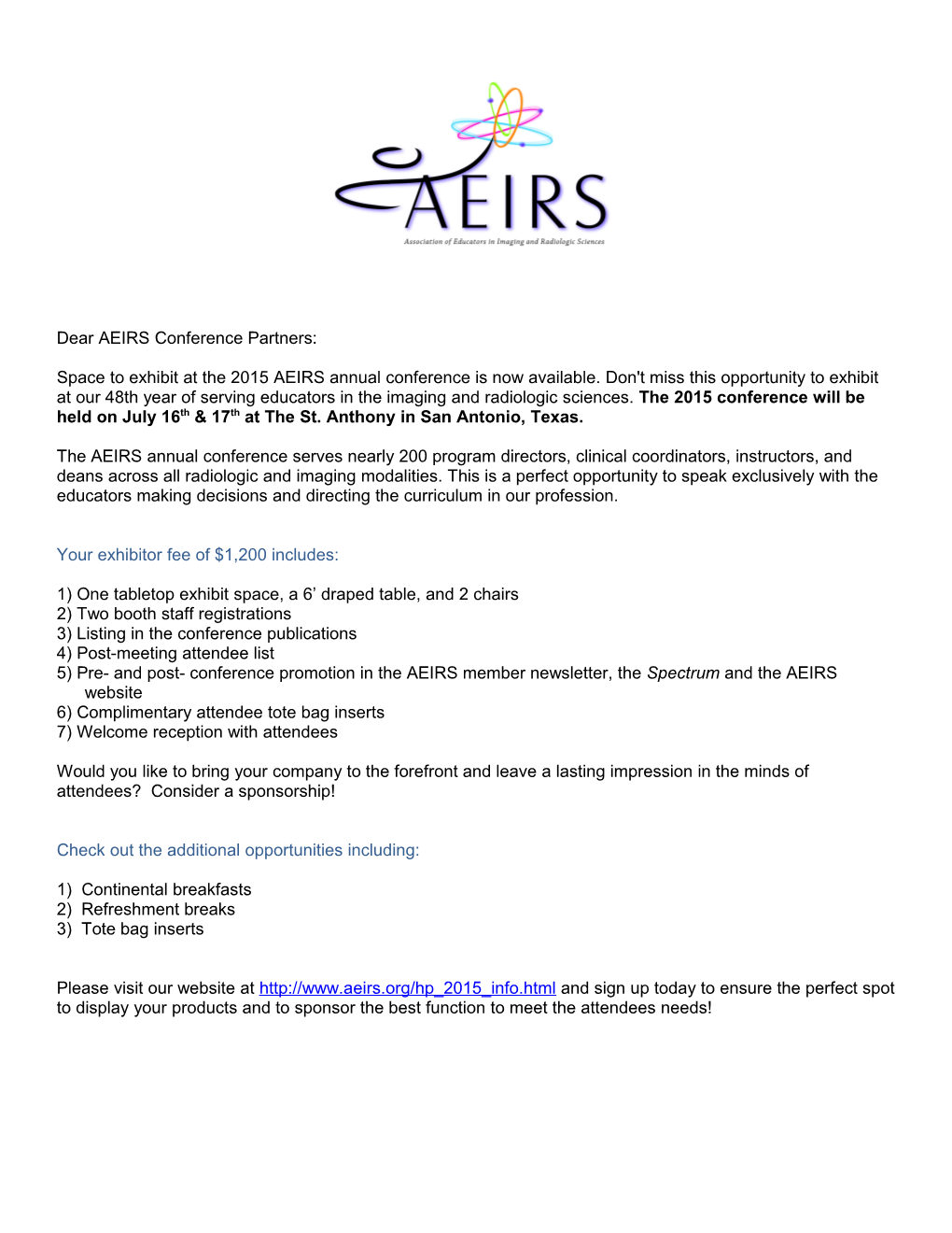 Dear AEIRS Conference Partners