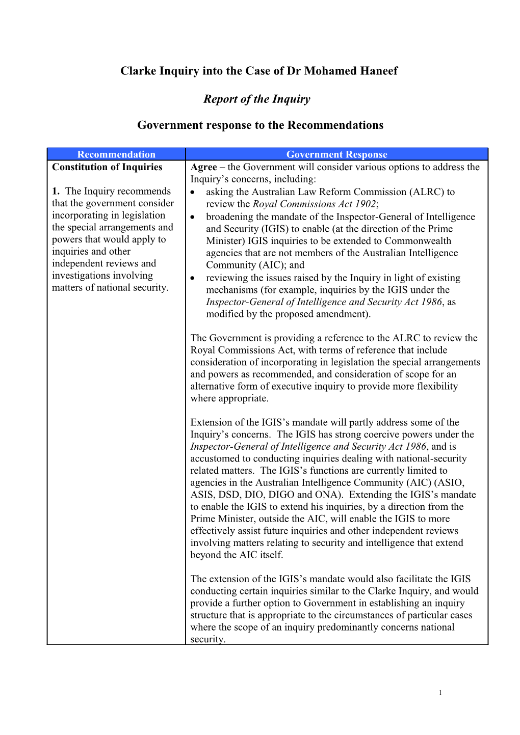 Clarke Inquiry Into the Case of Dr Mohamed Haneef