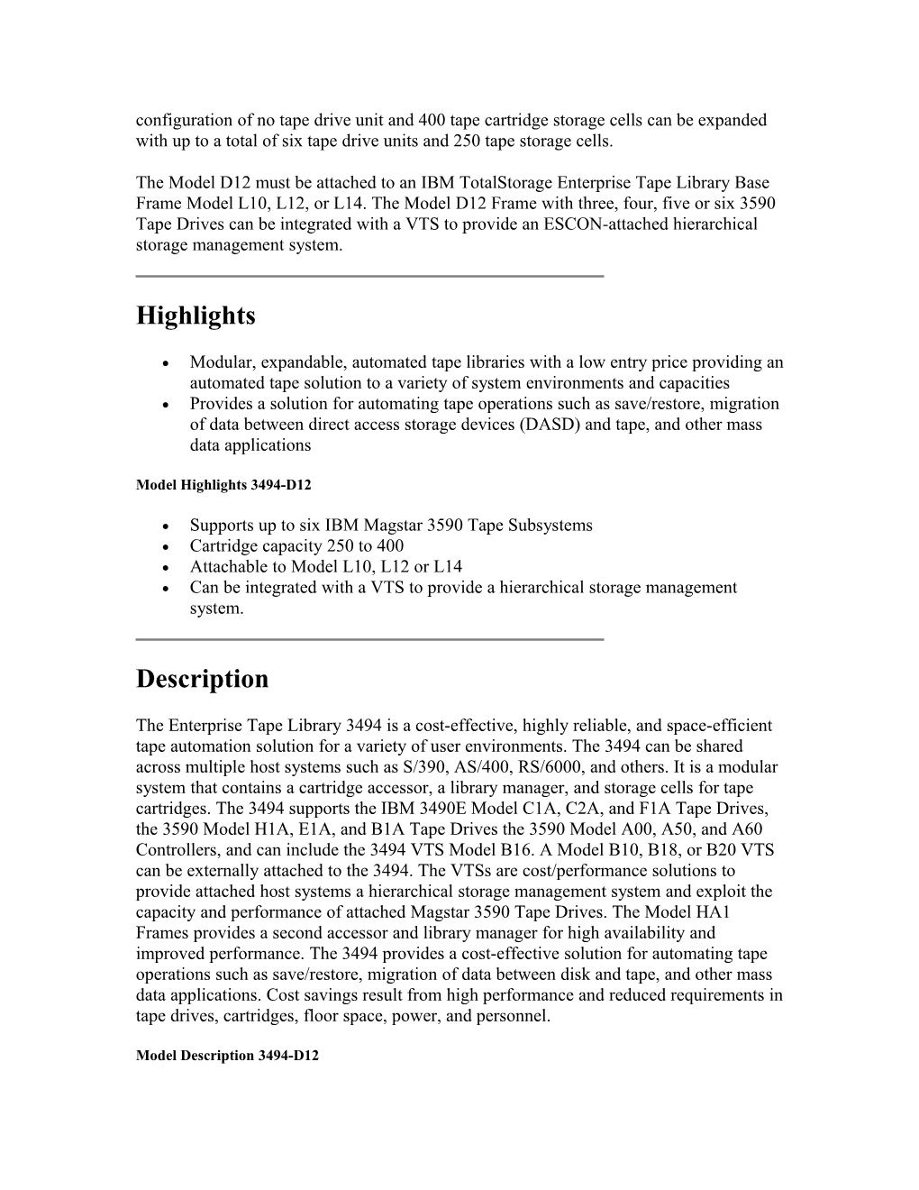 IBM 3494-D12 Totalstorage Enterprise Tape Drive Expansion Frame