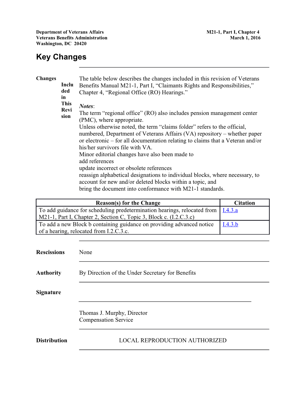 Department of Veterans Affairsm21-1, Part I, Chapter 4