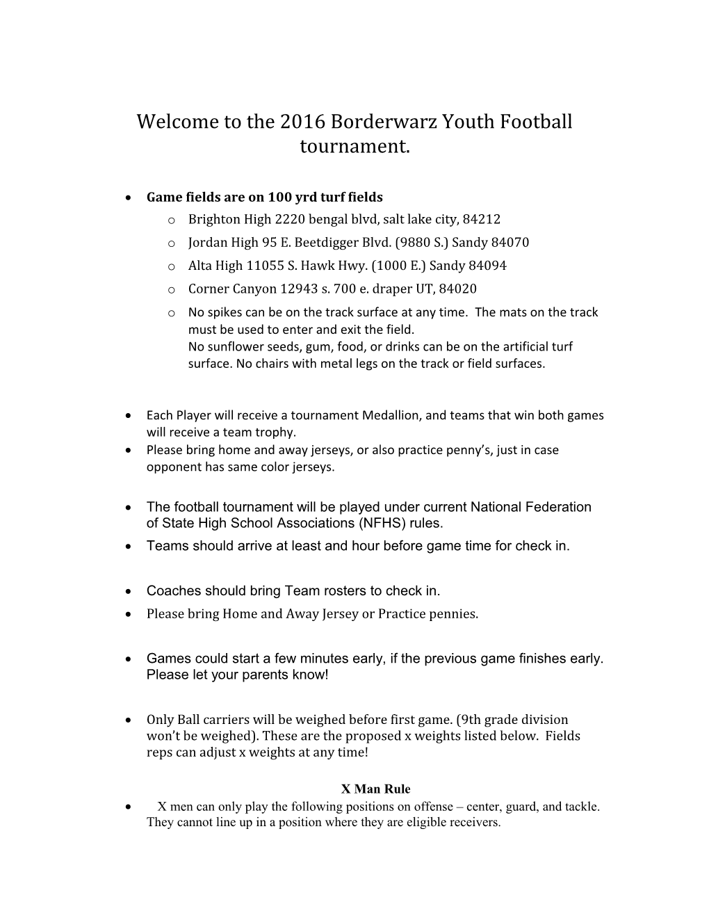 Welcome to the 2016 Borderwarz Youth Football Tournament