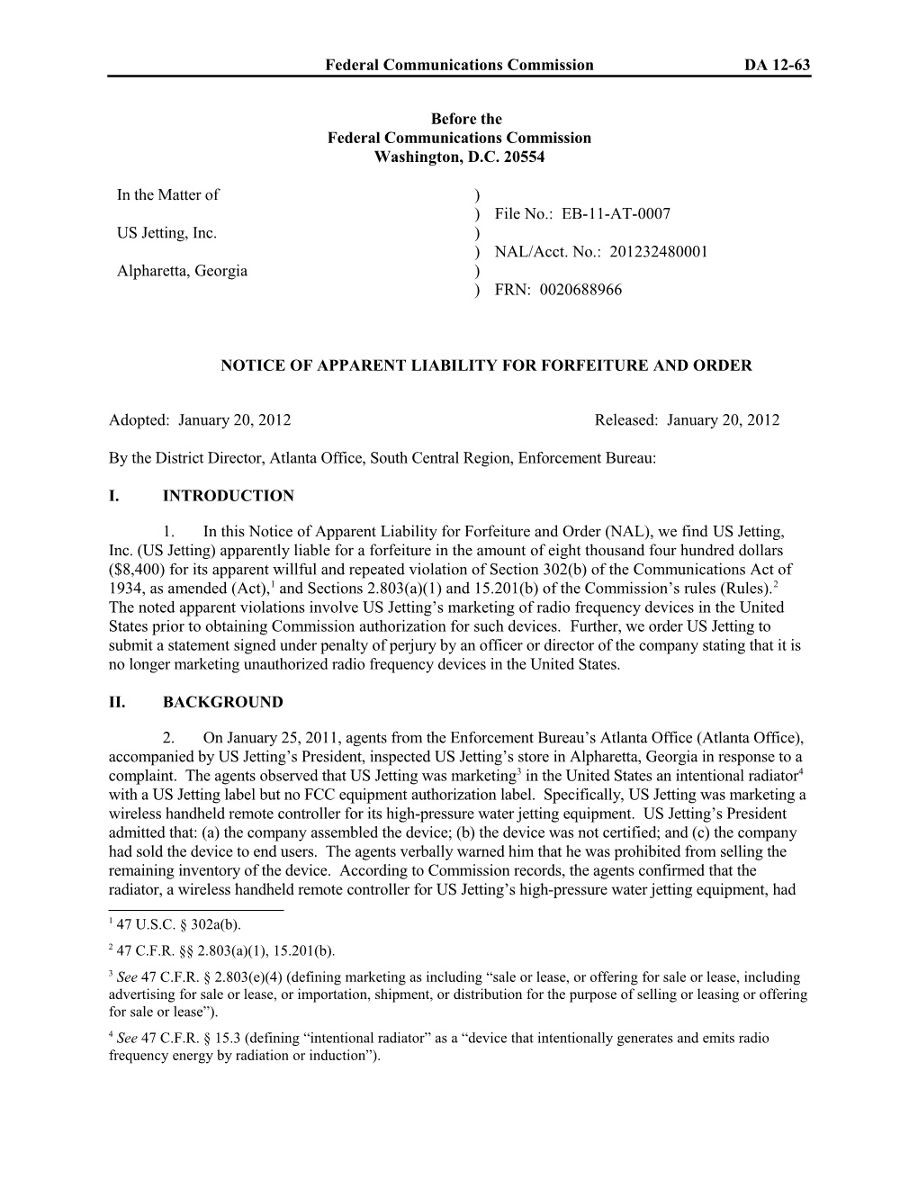 Notice of Apparent Liability for Forfeiture and Order s3