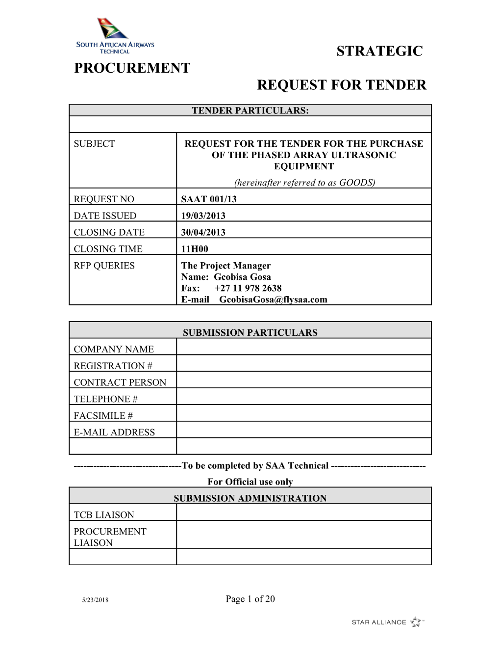 Request for Tender s2