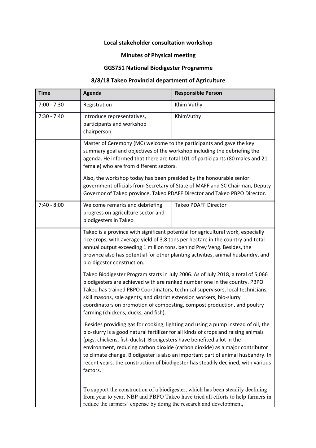 Local Stakeholder Consultation Workshop