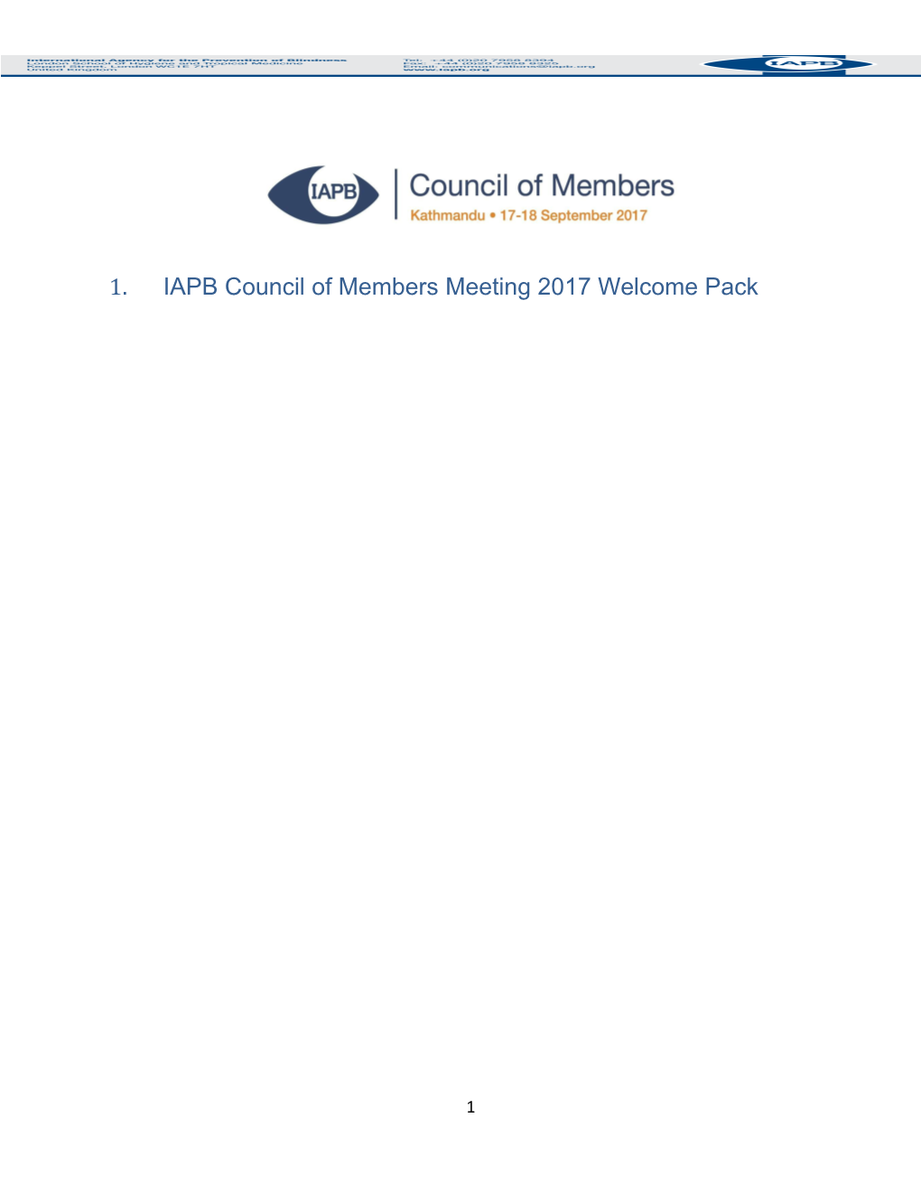 IAPB Council of Members Meeting 2017 Welcome Pack