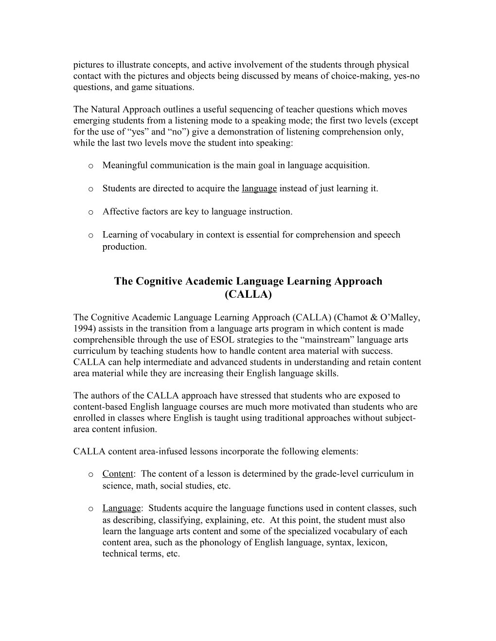 Second Language Instructional Approaches and Strategies