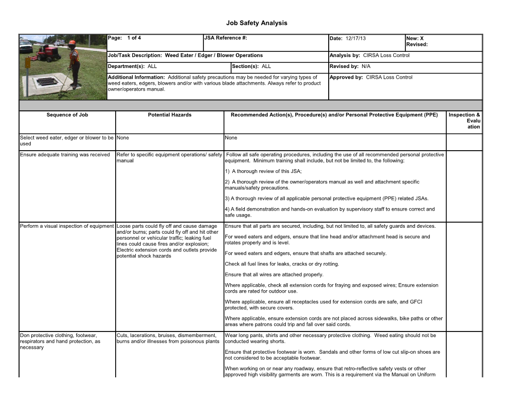 Job Hazard Analysis Policy