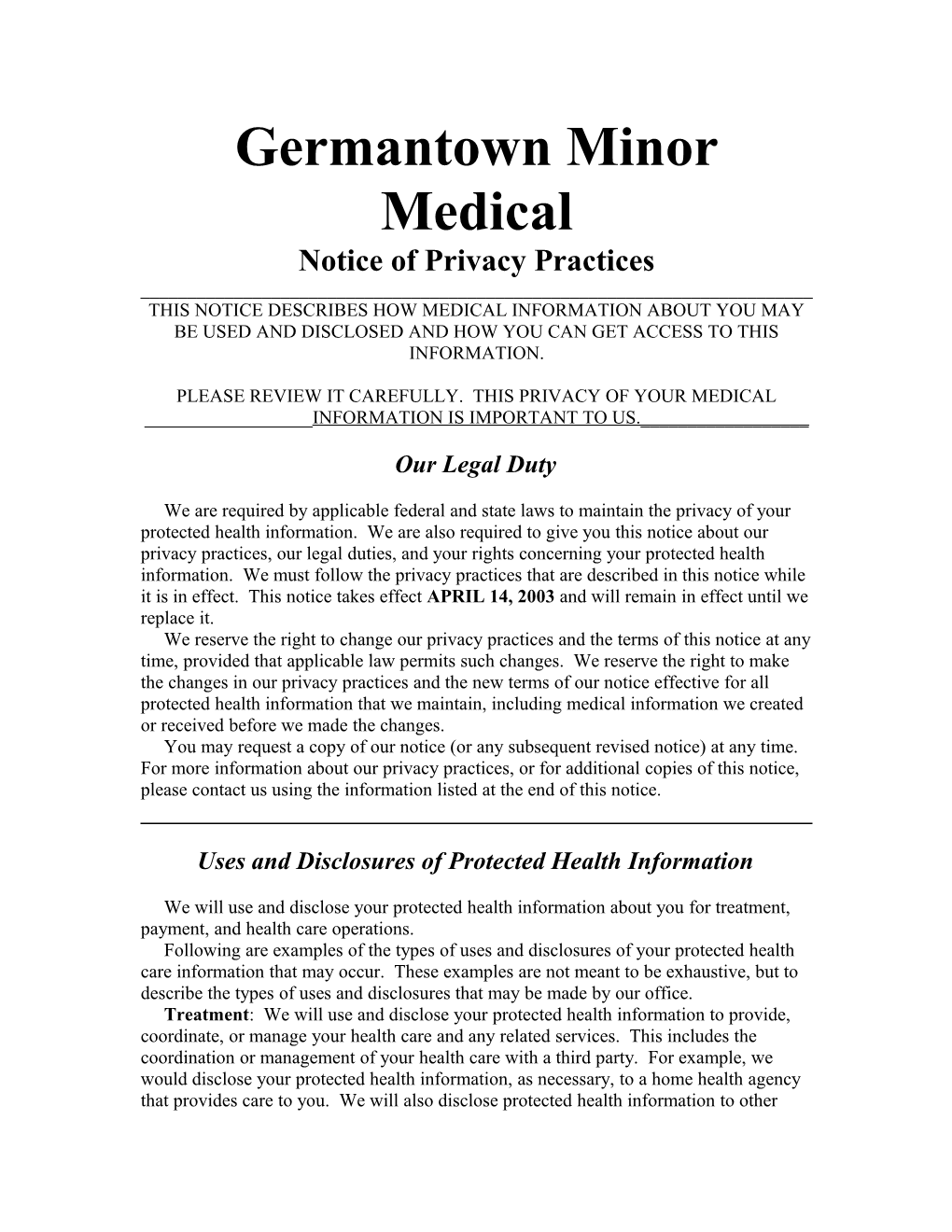 Germantown Minor Medical