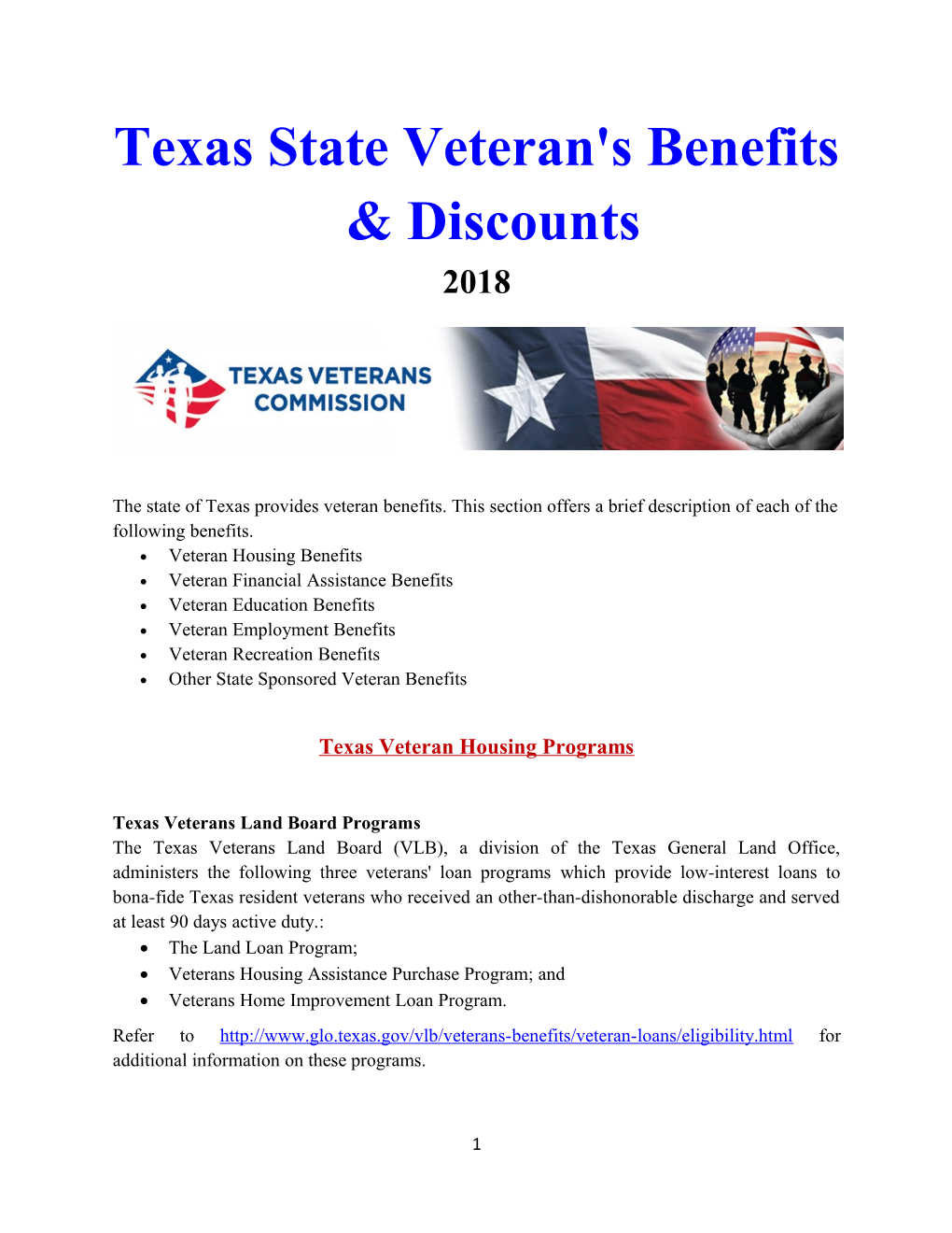 Texas State Veteran's Benefits & Discounts