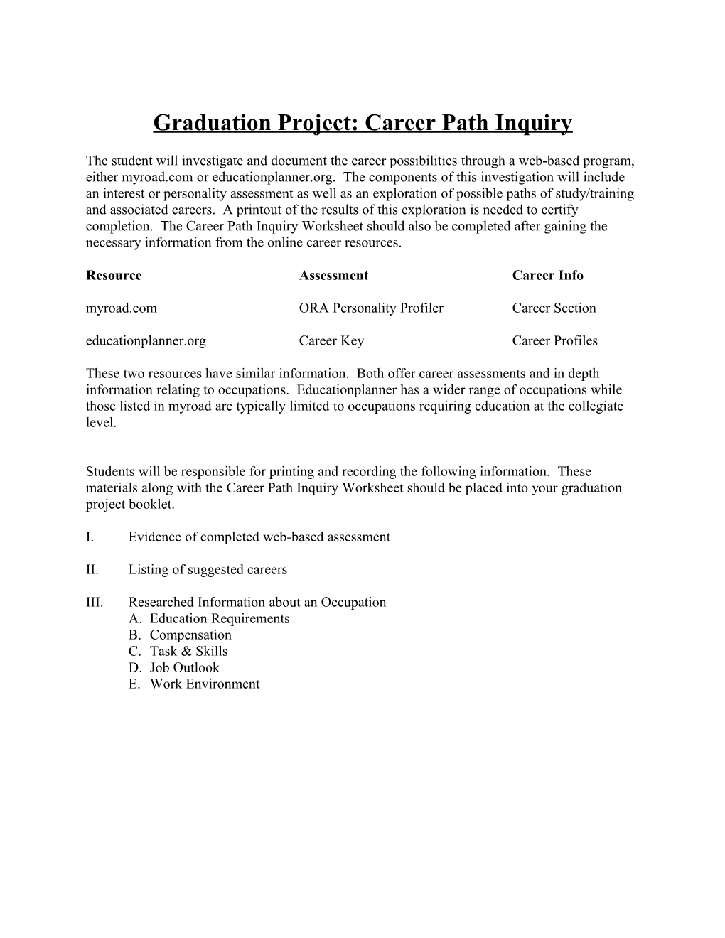 Career Path Inquiry