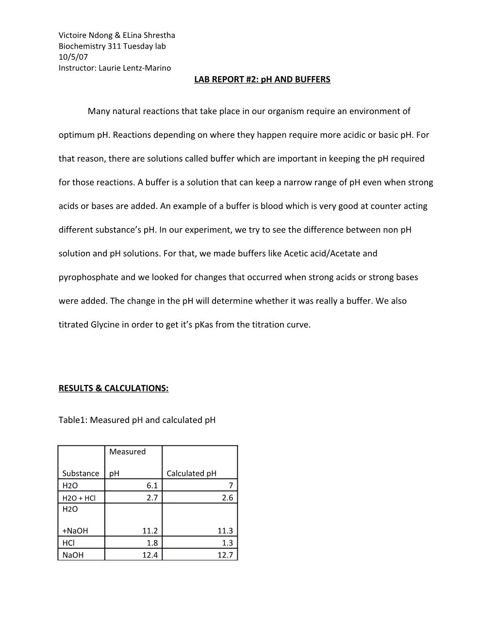 Biochemistry :PH And Buffers