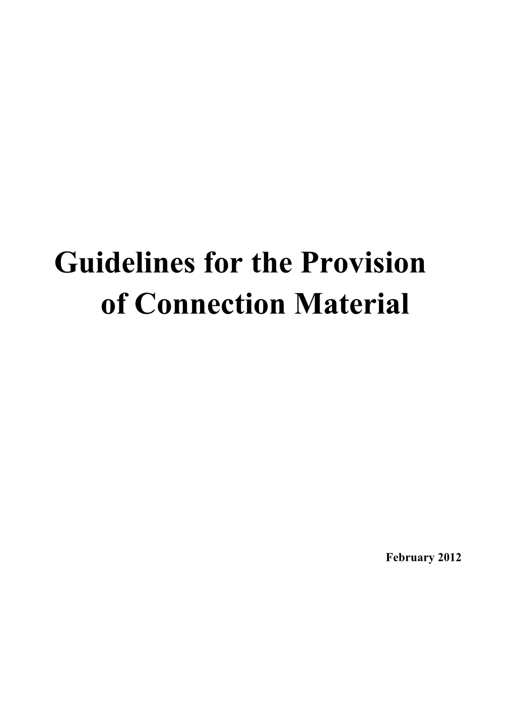 Connection Guidelines 30 January 2012 Reformatted
