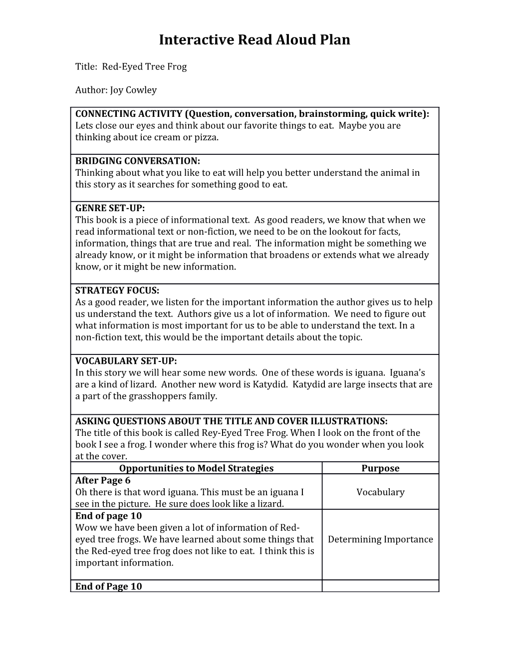 Interactive Read Aloud Plan s1