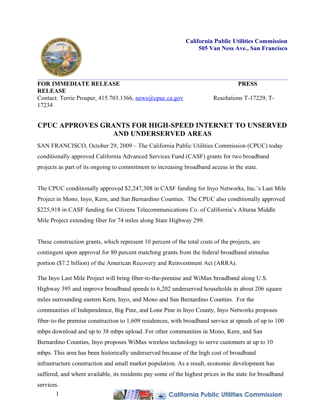 Cpuc Approves Grants for High-Speed Internet to Unserved and Underserved Areas