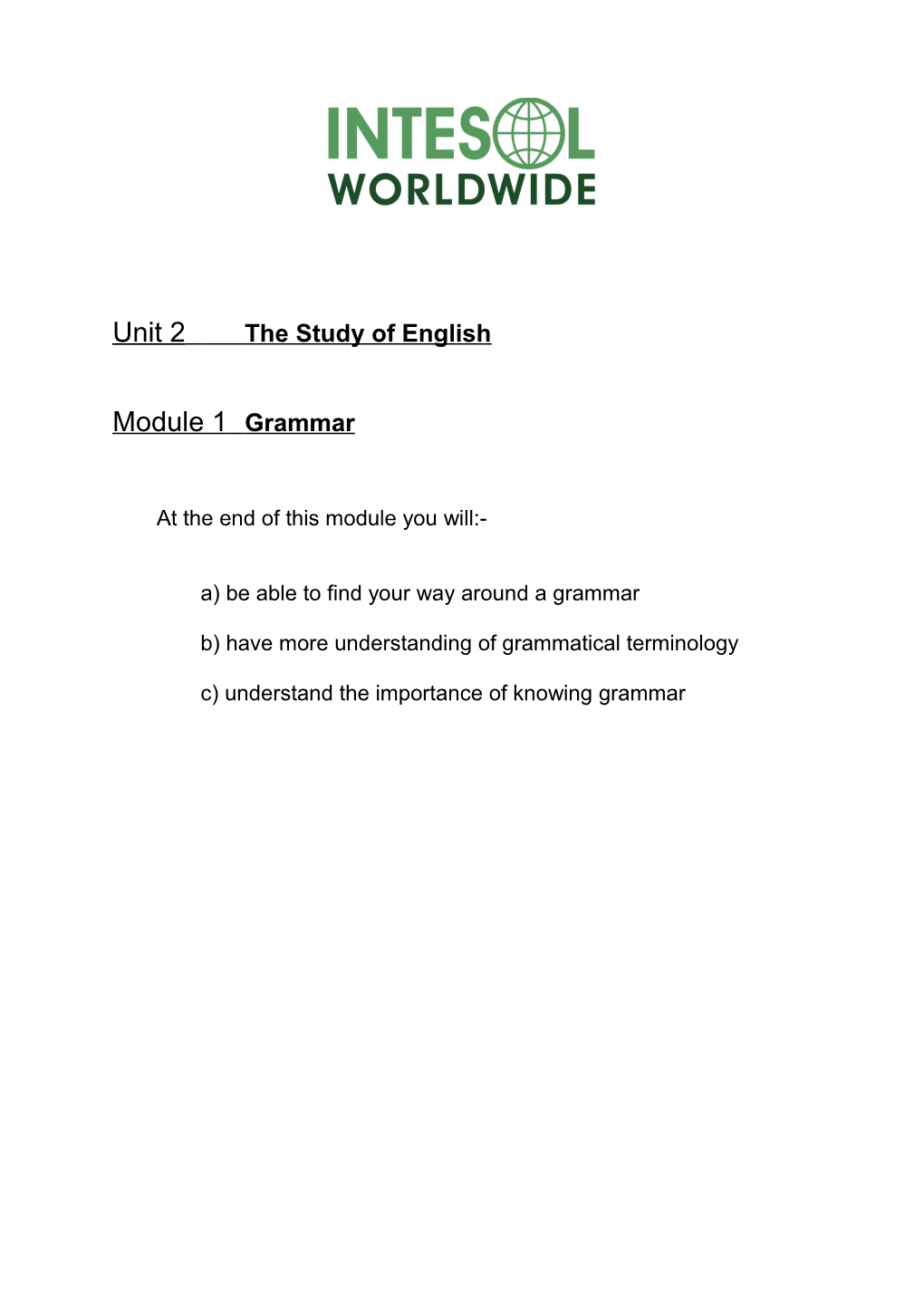 Unit 2 the Study of English