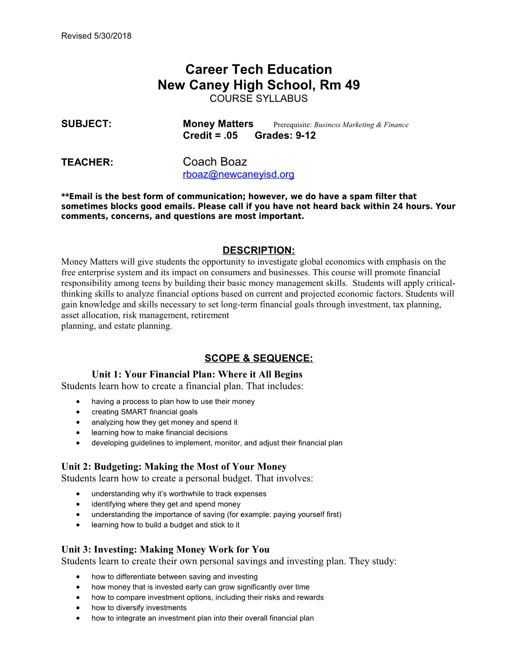 New Caney High School, Rm 49