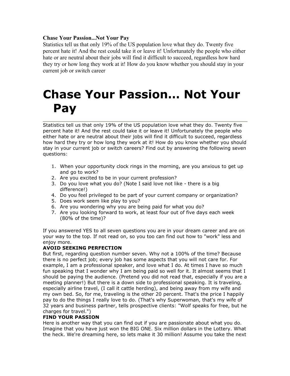 Chase Your Passion