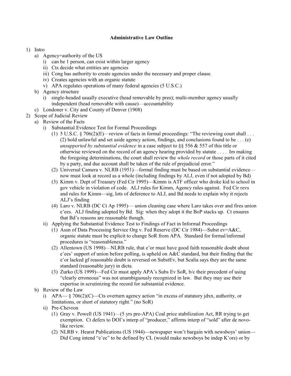 Administrative Law Outline s1