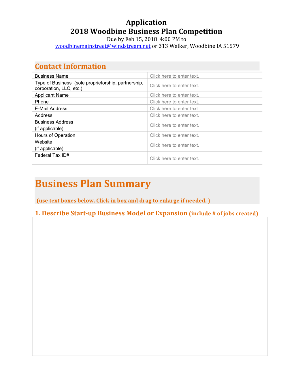 2018 Woodbine Business Plan Competition