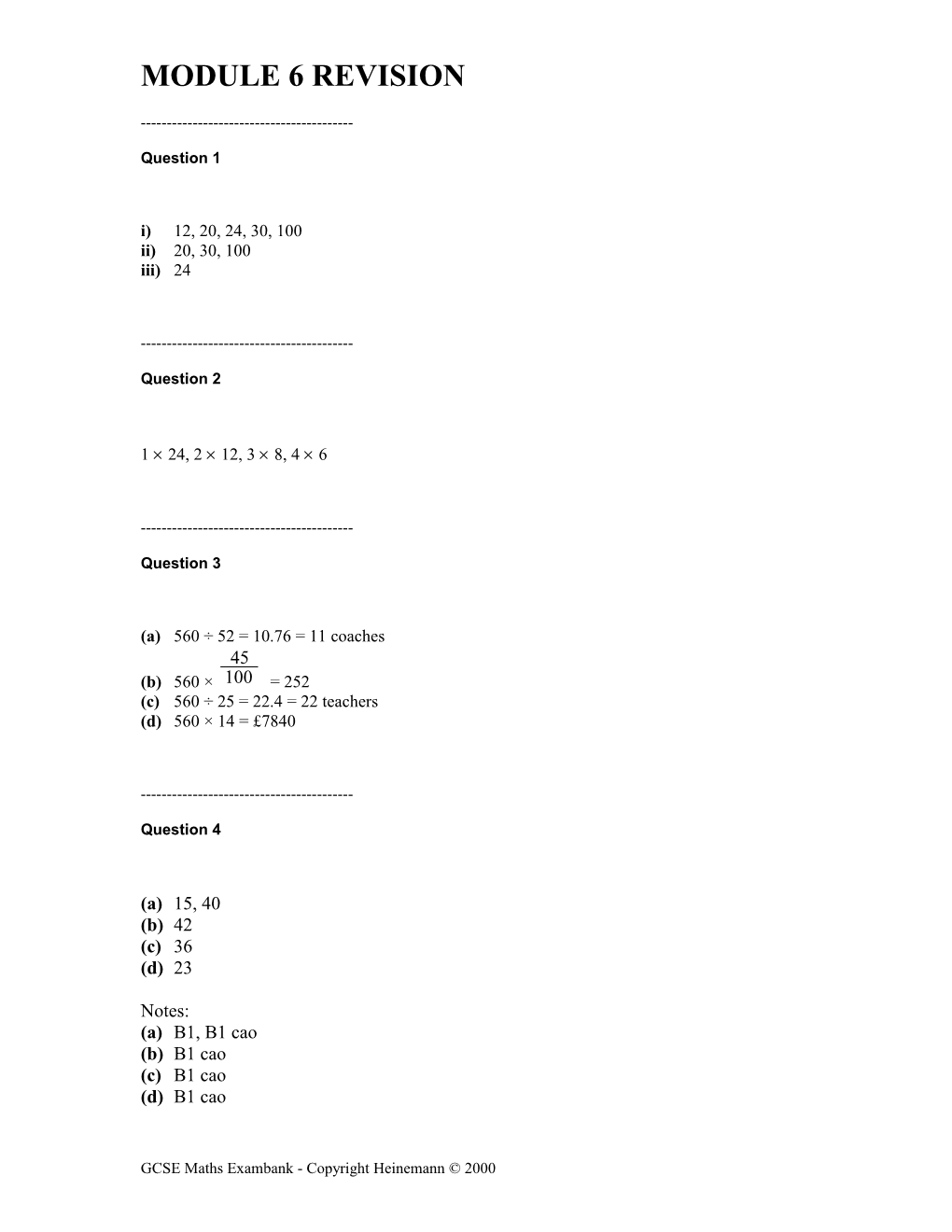 Module 6 Revision