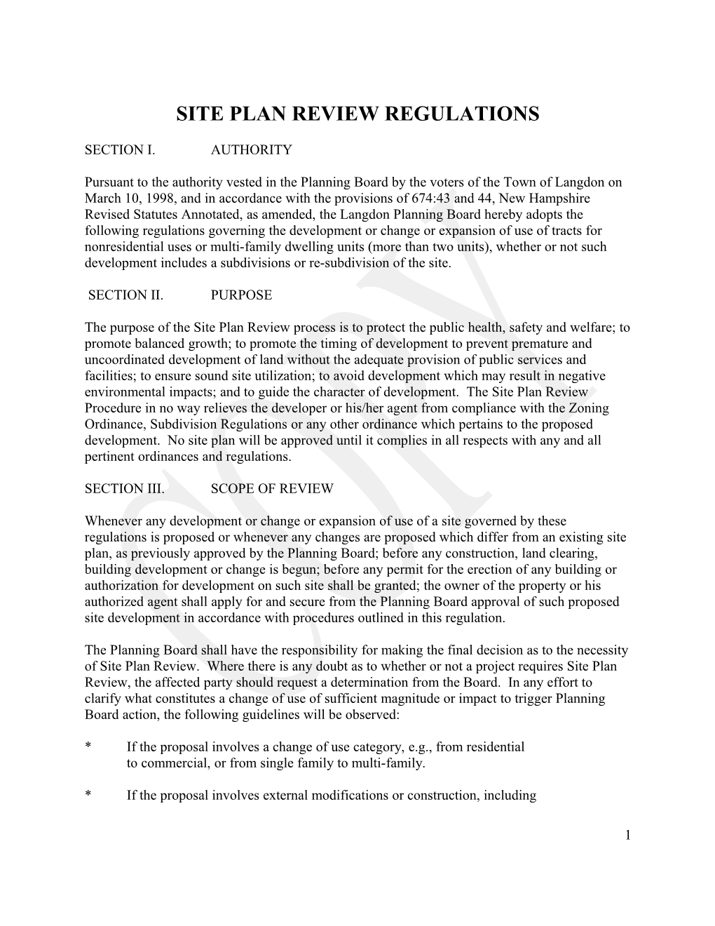 Site Plan Review Regulations