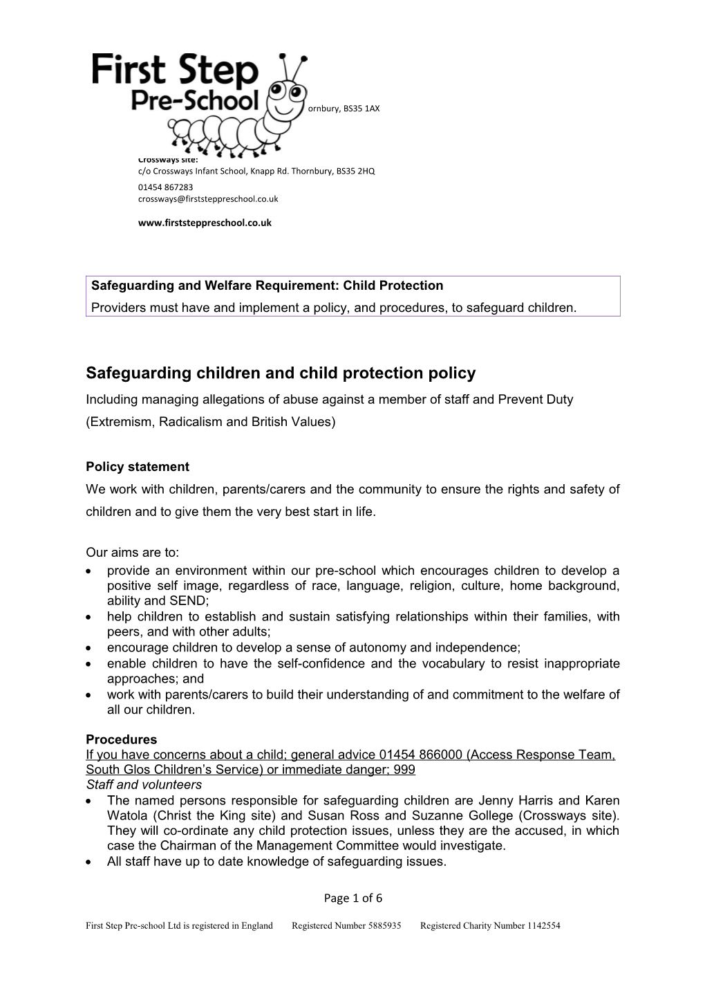 Safeguarding and Welfare Requirement: Child Protection