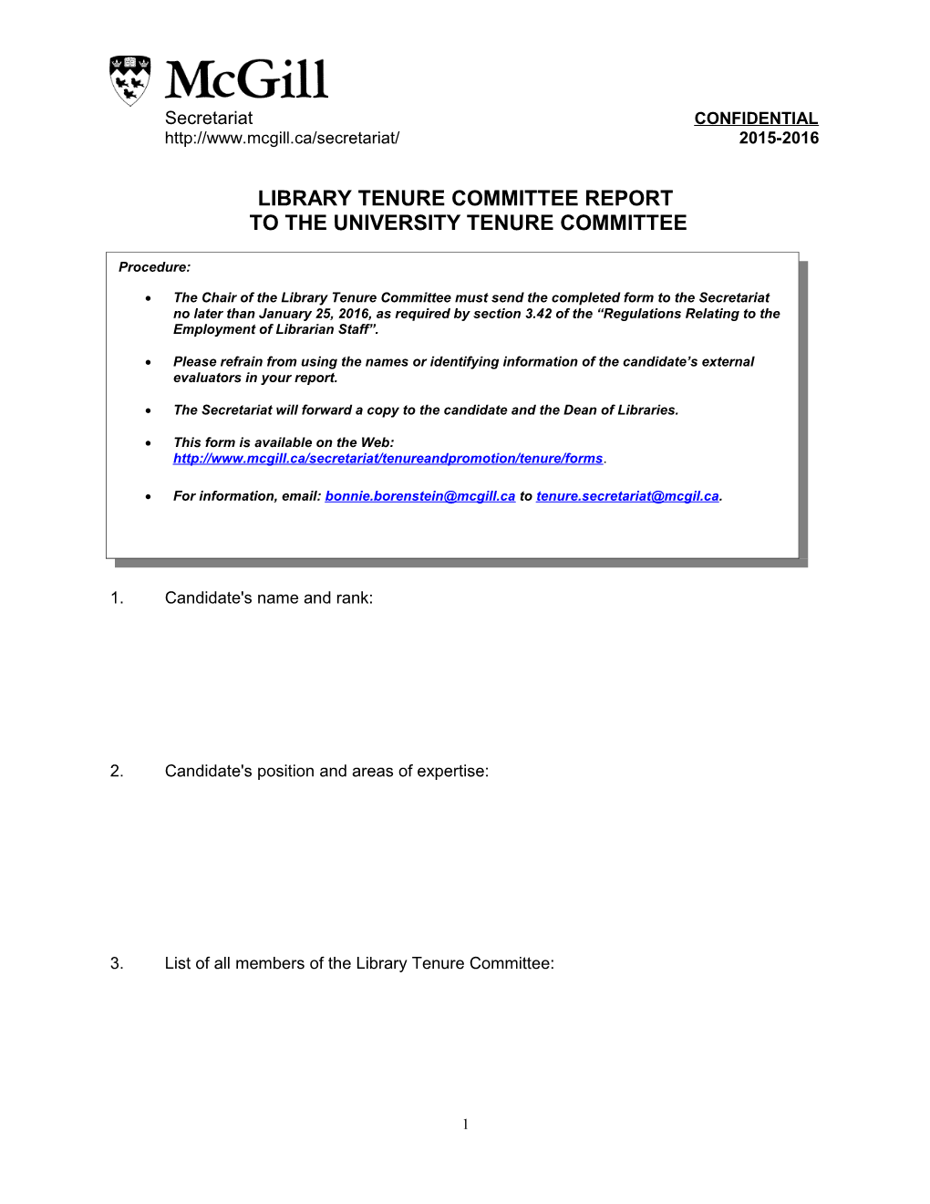 Library Tenure Committee Report