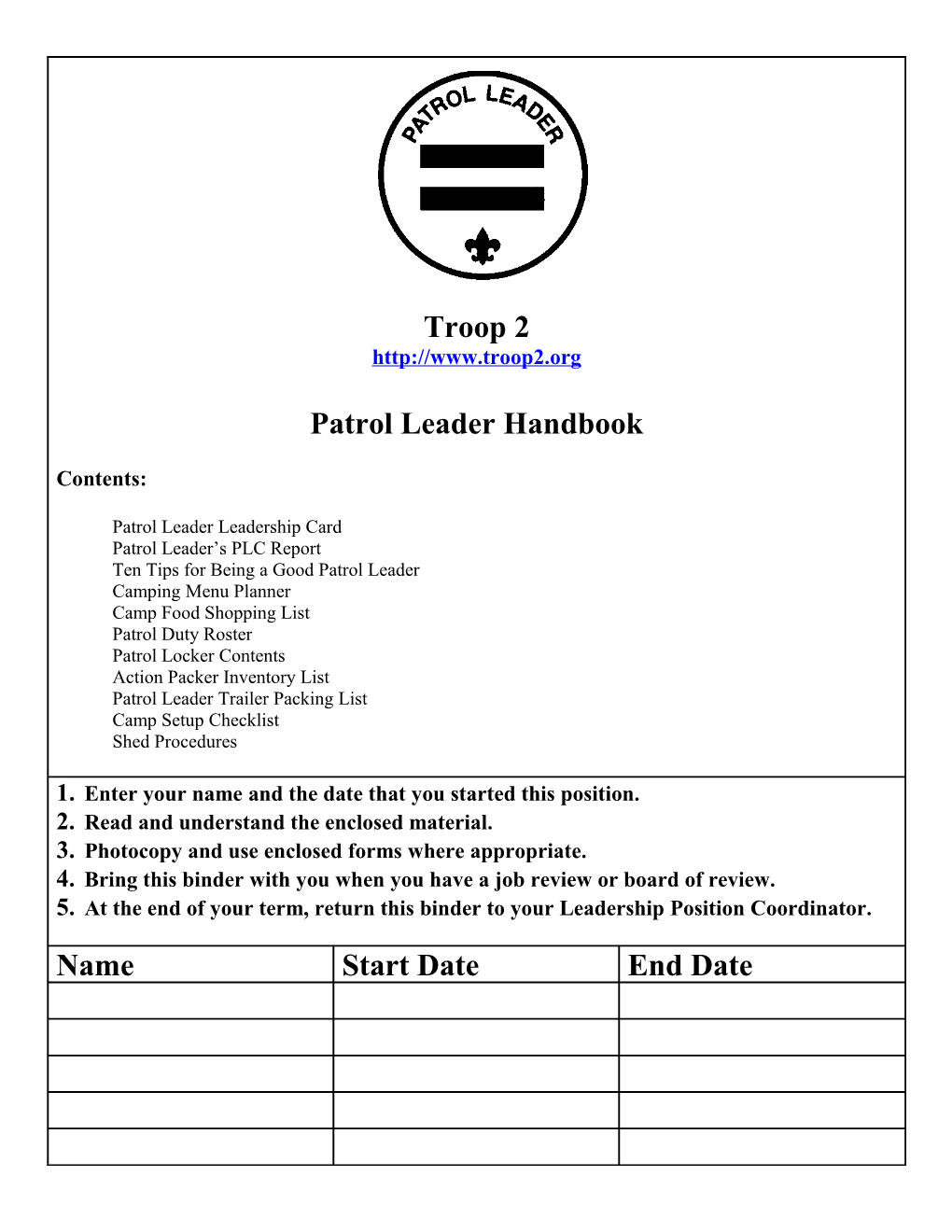 Patrol Leader Handbook