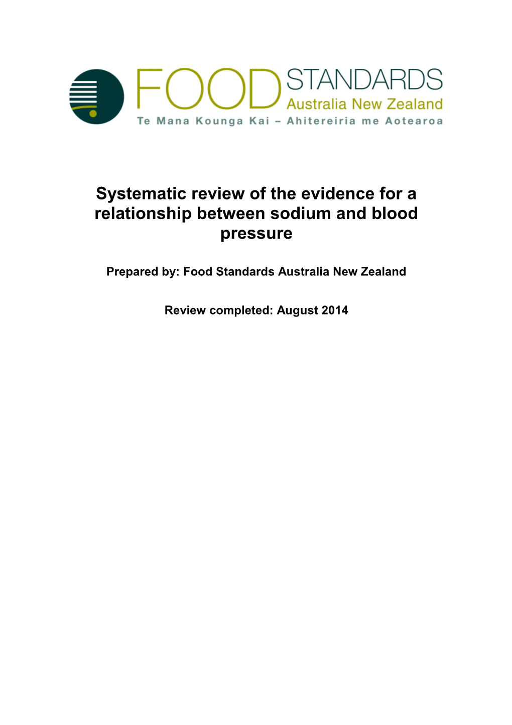 Systematic Review of the Evidence for a Relationship Between Sodium and Blood Pressure