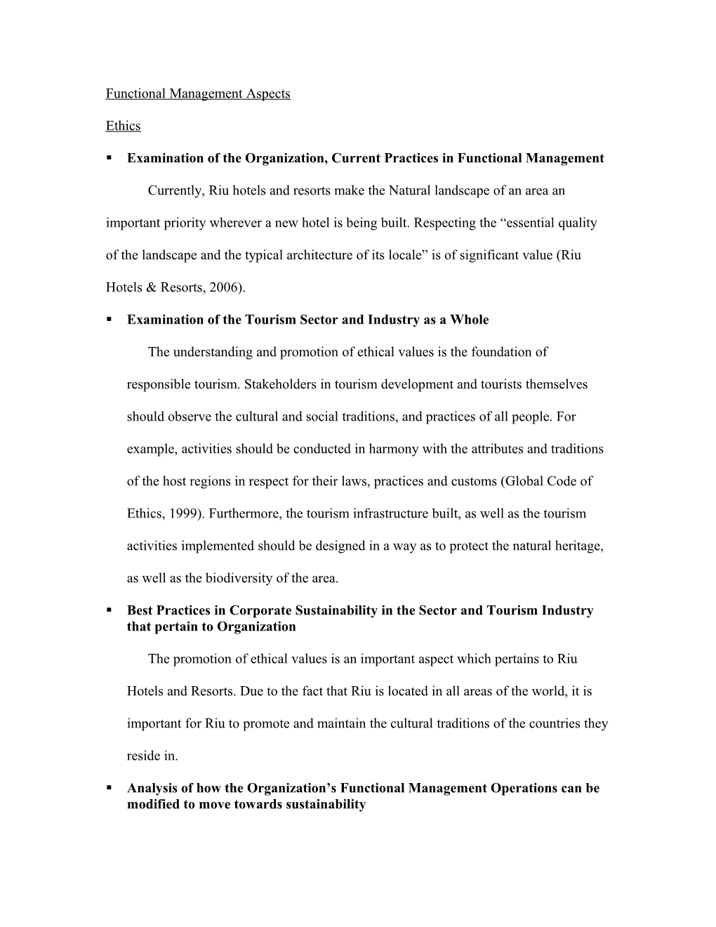 Functional Management Aspects