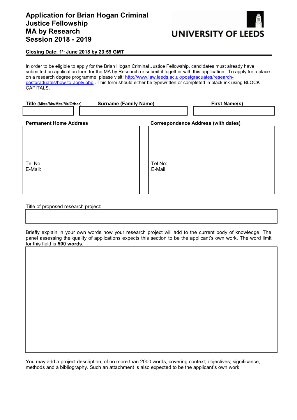 Permanent Home Address Correspondence Address (With Dates)