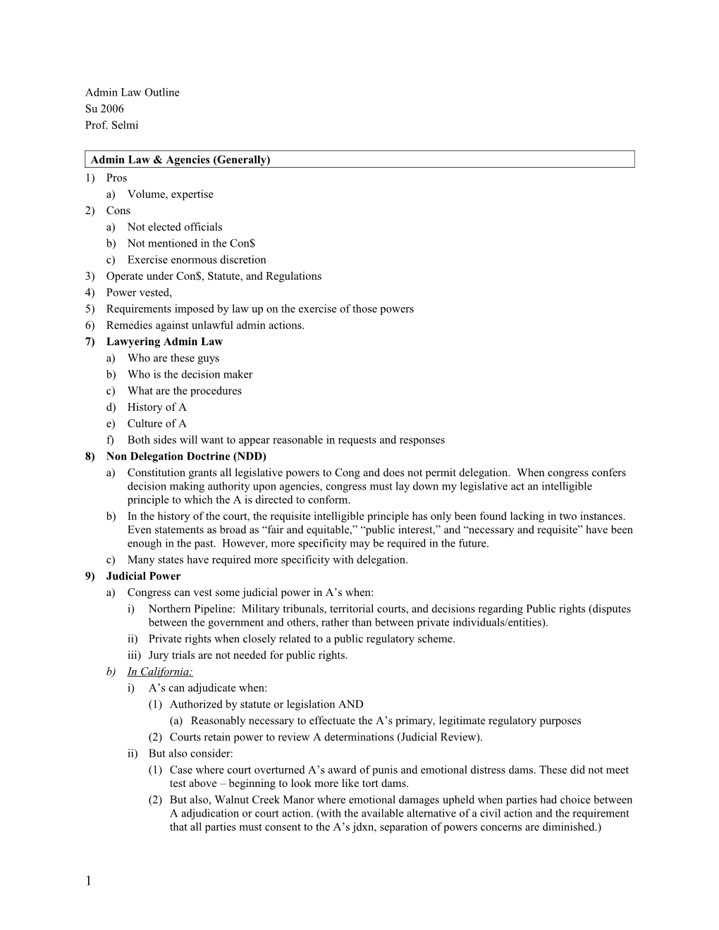 Admin Law Outline