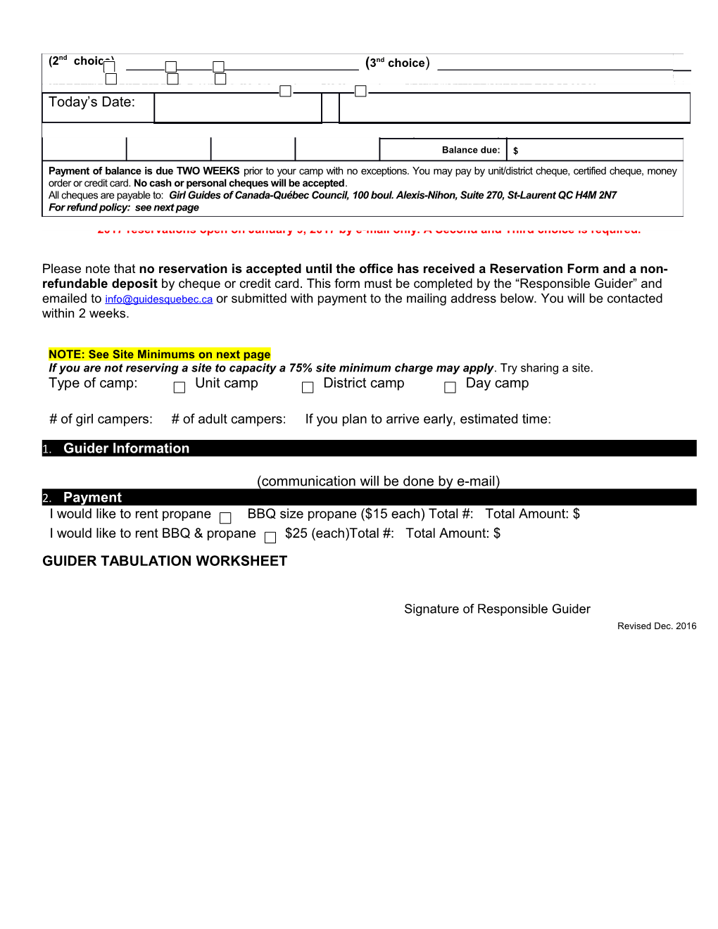 Camp Wa-Thik-Ane Reservation Policy