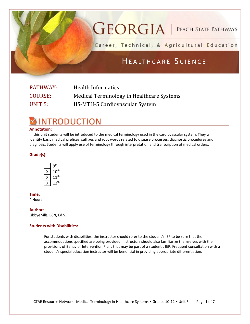 COURSE: Medical Terminology in Healthcare Systems