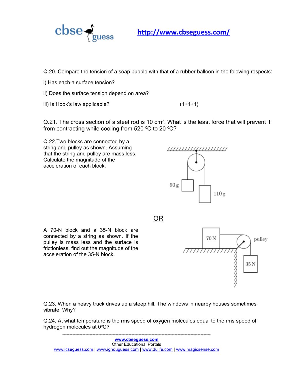 Sample Paper 2009 Class XI Subject Physics