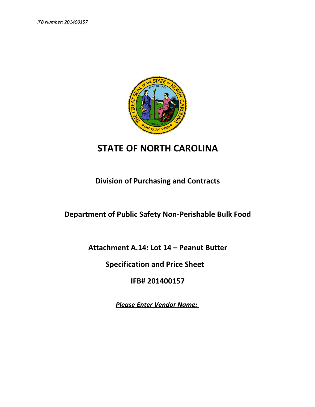 Department of Public Safety Non-Perishable Bulk Food