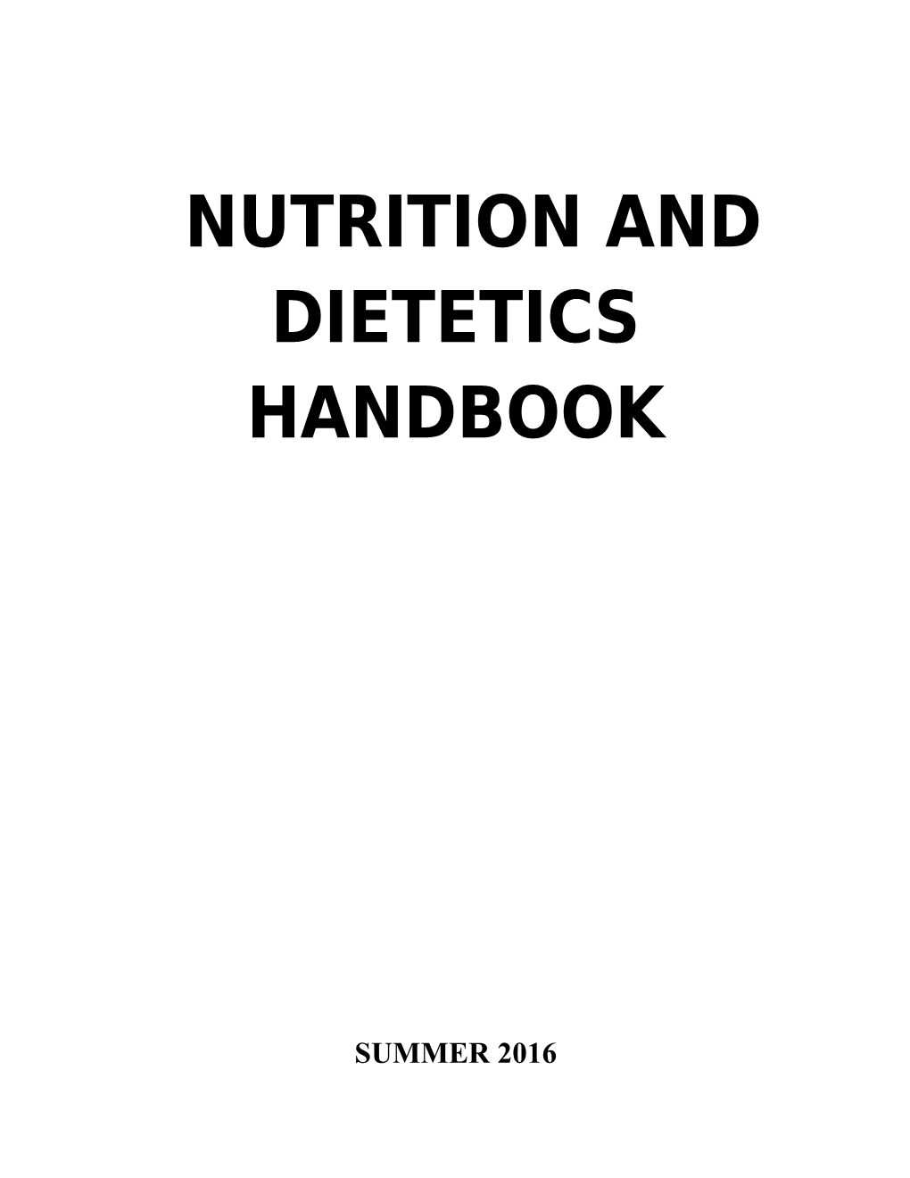 Nutrition and Dietetics Handbook