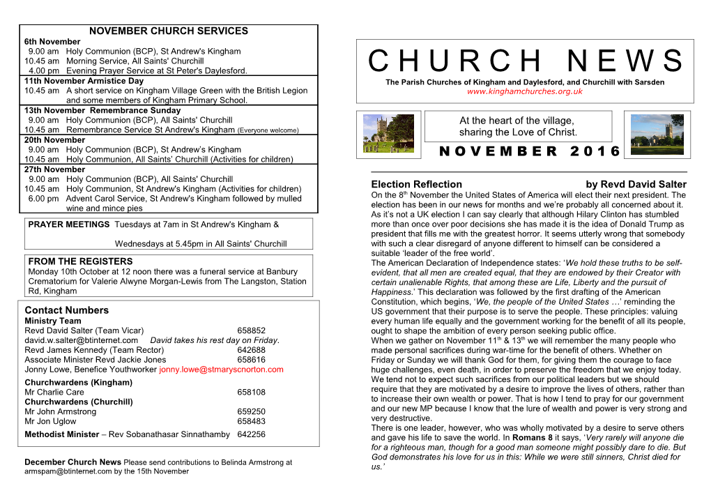 DECEMBER Sunday Church Services