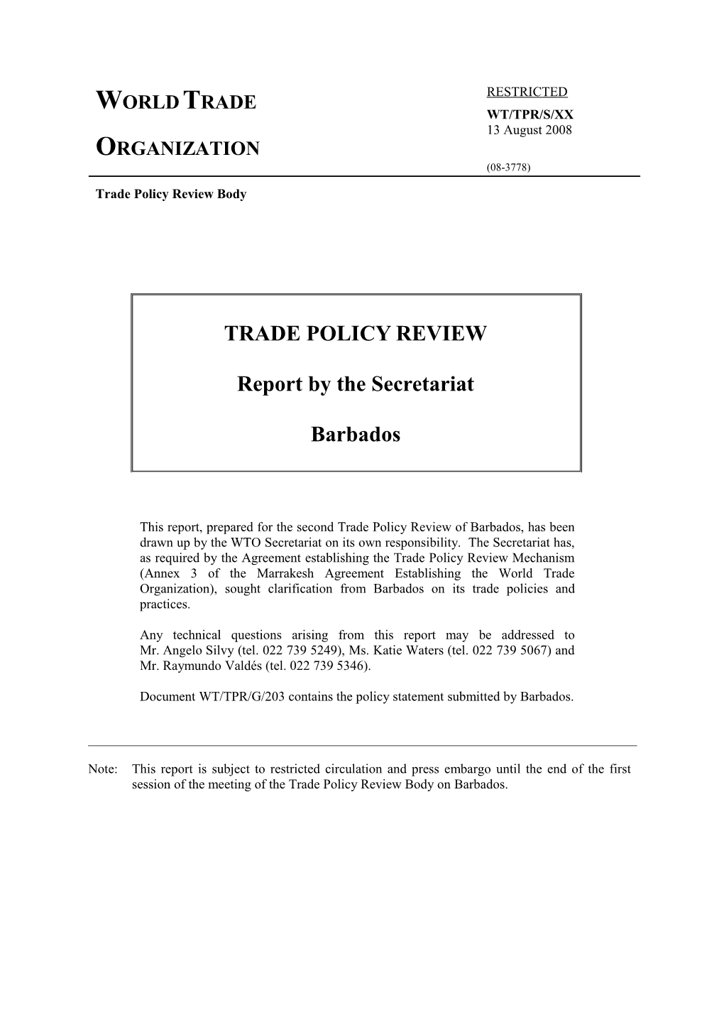 Report by the Secretariat s19
