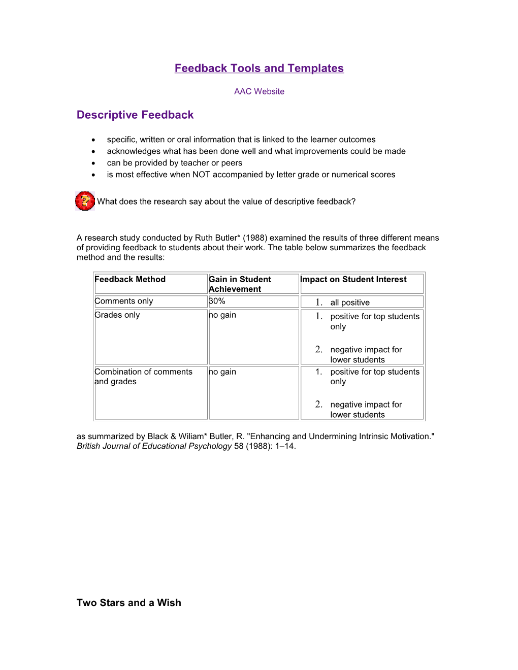 Feedback Tools and Templates