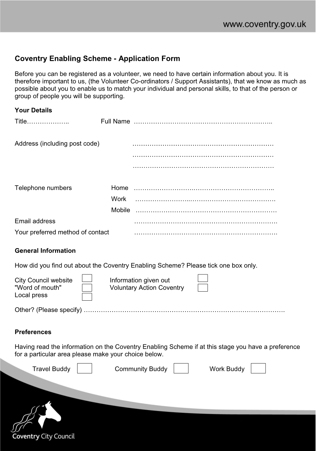 Volunteer Buddy Application Form