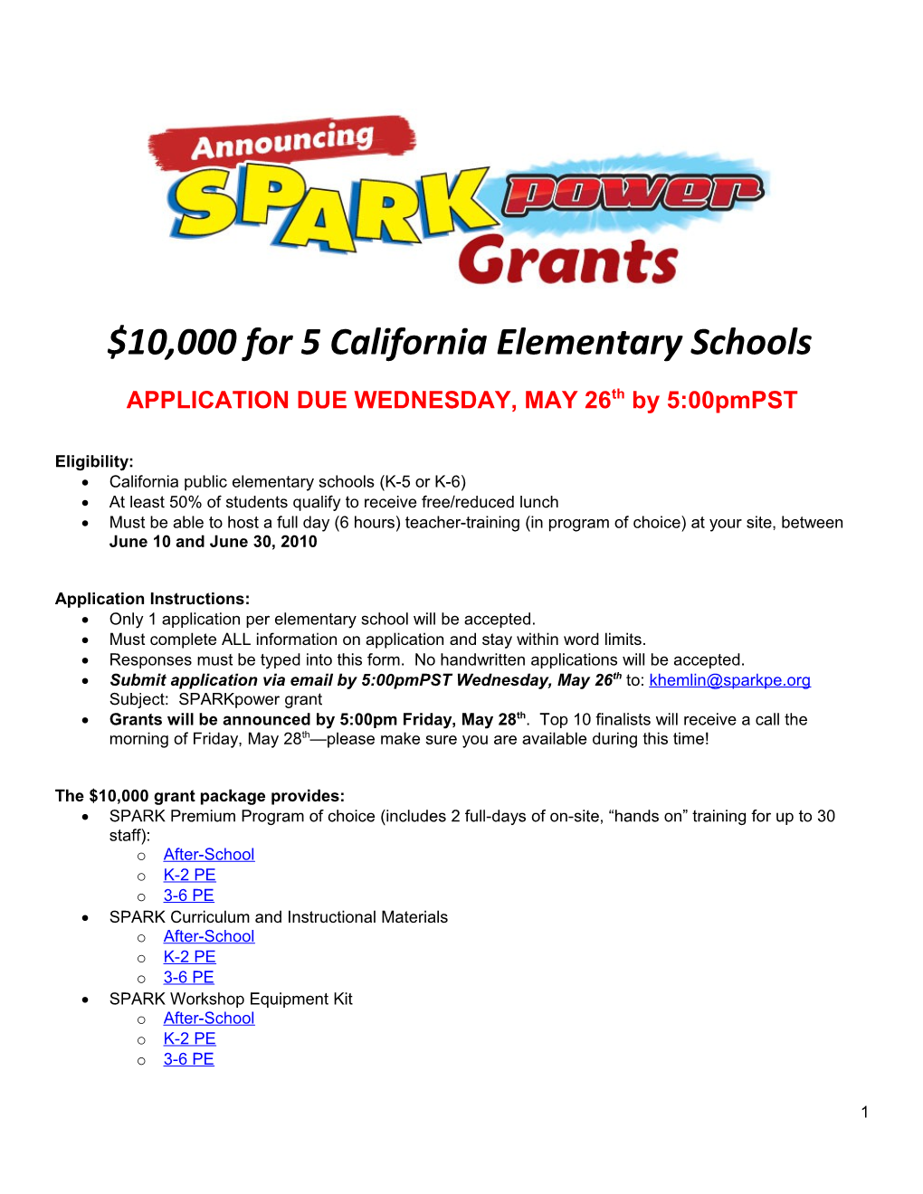 $10,000 for 5 California Elementary Schools