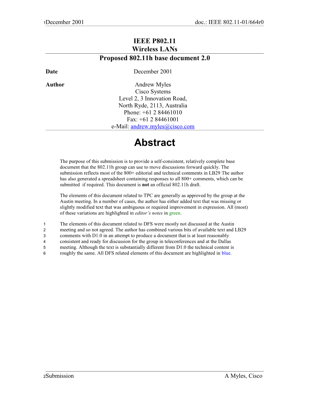 Proposed 802.11H Base Document 2.0