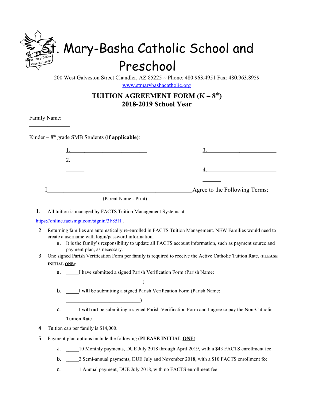 Tuition Agreement Form