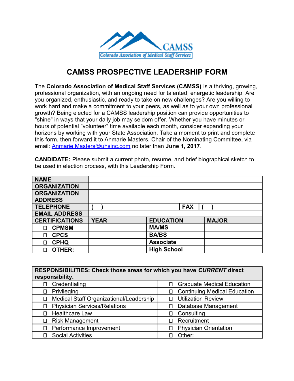 Camss Prospective Leadership Form