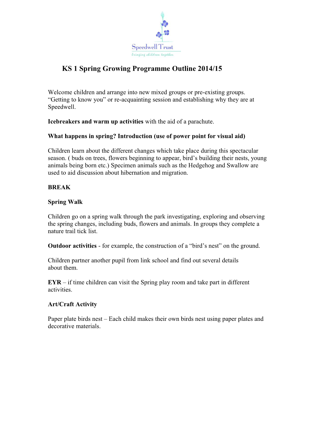 Spring in the Forest KS1 Draft Copy
