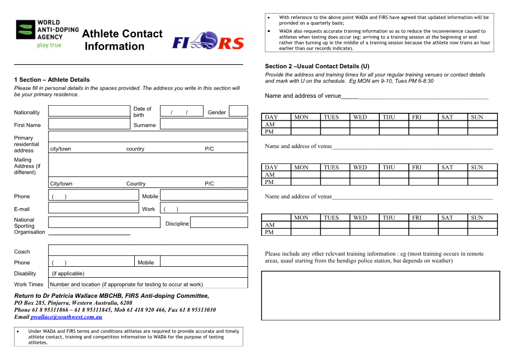 NSO Anti Doping Requirements